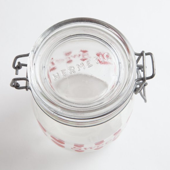 Vintage Hermetic Sweets Candy Stash Jar Hearts Carlton Glass Storage w/ Lid 3/4L - Picture 5 of 16